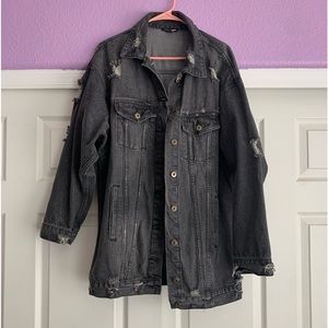 Fashion Nova Black Distressed Jean Jacket